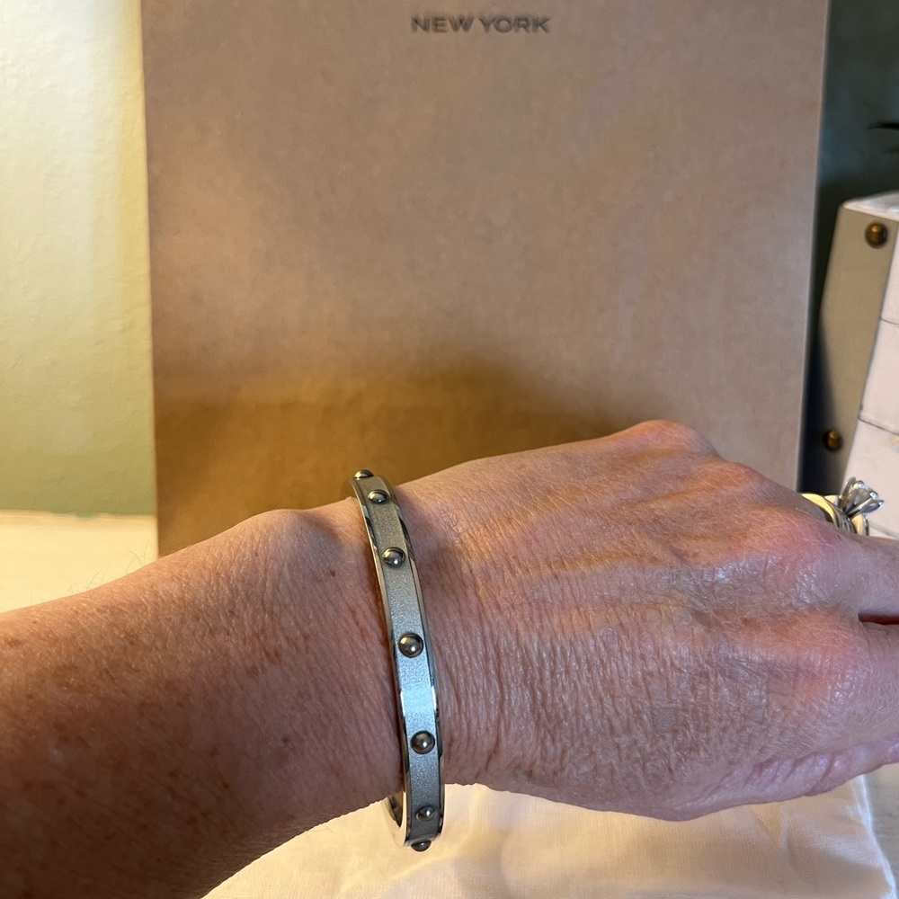 Coach Silver Bracelet w/ Silver Enamel and Silver Studs EUC